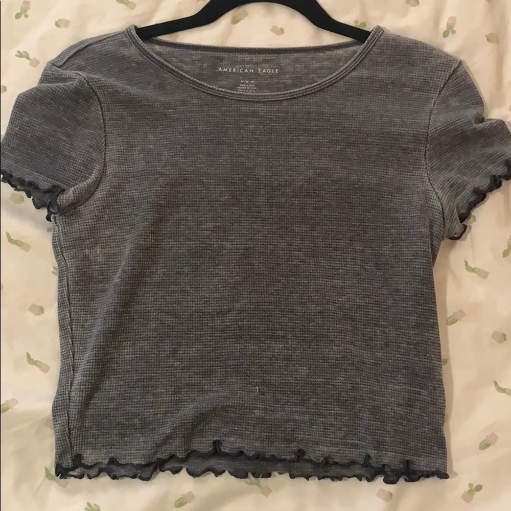 American Eagle ruffled cable knit tee